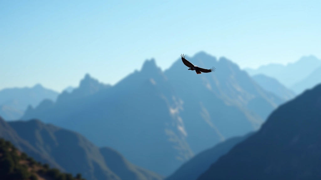 Cóndor volando majestuoso sobre las cumbres de la quebrada con cielo azul despejado