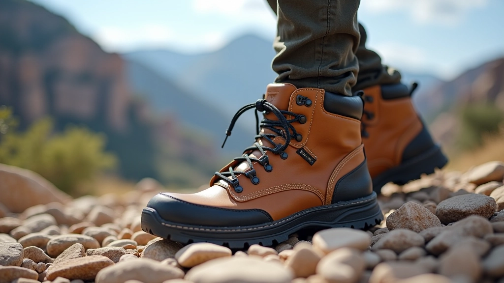 Botas de senderismo de calidad en terreno rocoso